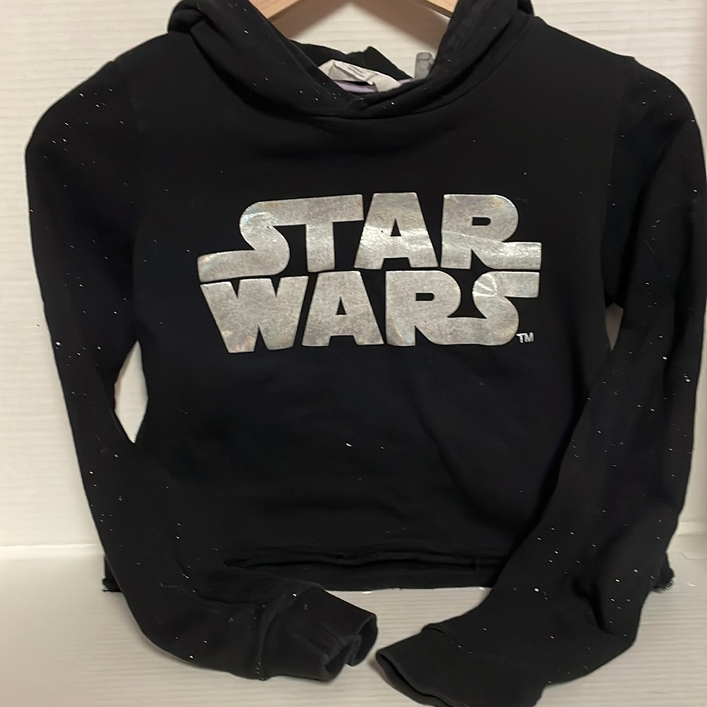 Size 12-14 H&M Galaxy Glitter Star Wars Crop Hoodie